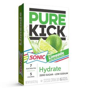 Pure Kick Sonic Limeade Hydrate 6ct Drink Water Mix Singles 6 Packs - 36 Total